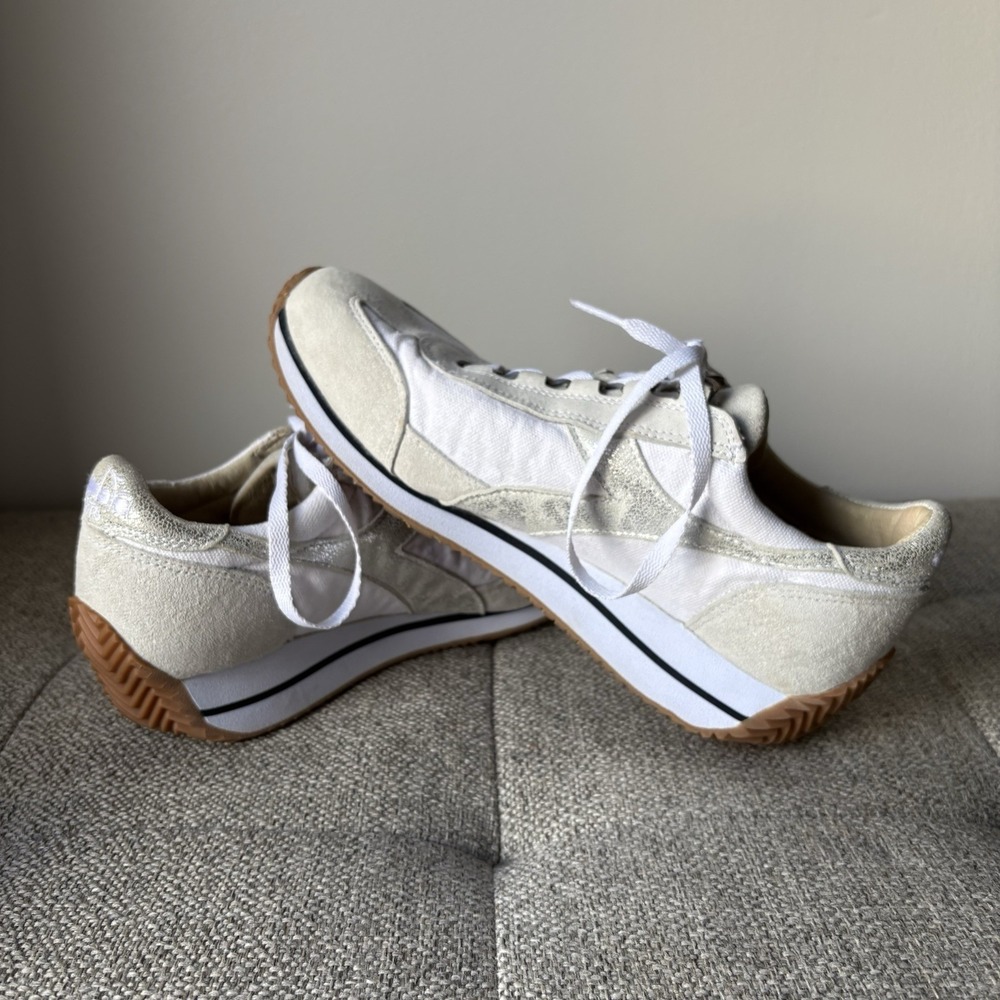 Diadora Heritage 975 Women's Fashion Sneakers Silver/White/Cream Sz7 Eur 38 - Picture 6 of 11